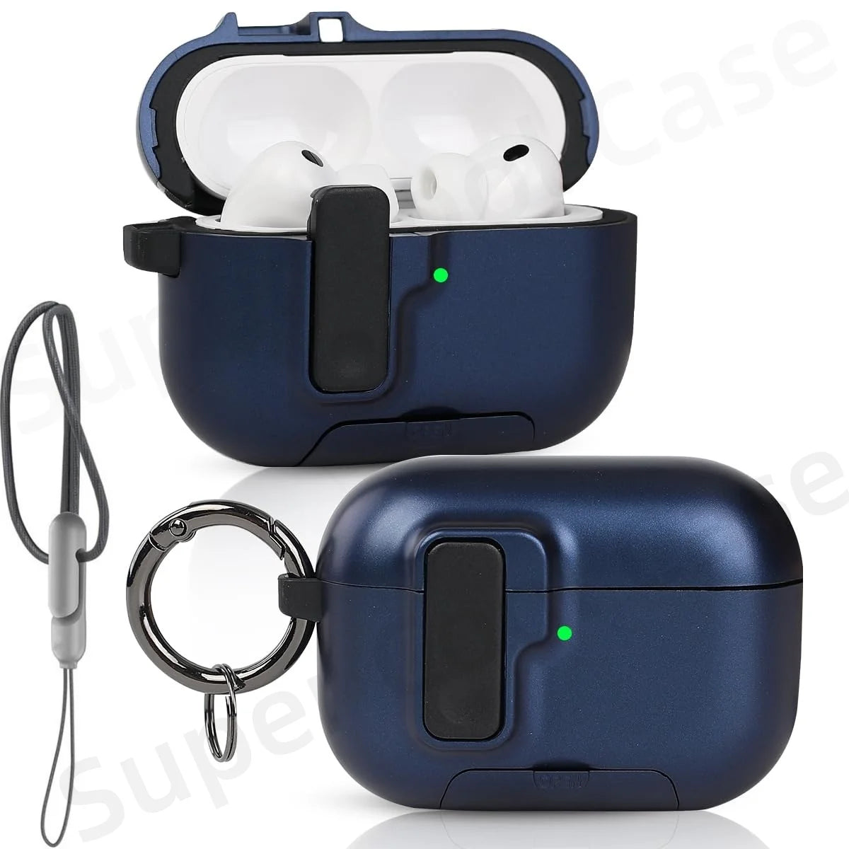 2025 For AirPods Pro 3 Case with Secure Lock & Lanyard For AirPods Pro3 Case Protective Cover with Phone Stand For AirPods Pro 3