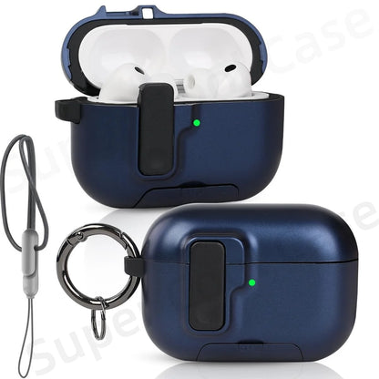 2025 For AirPods Pro 3 Case with Secure Lock & Lanyard For AirPods Pro3 Case Protective Cover with Phone Stand For AirPods Pro 3