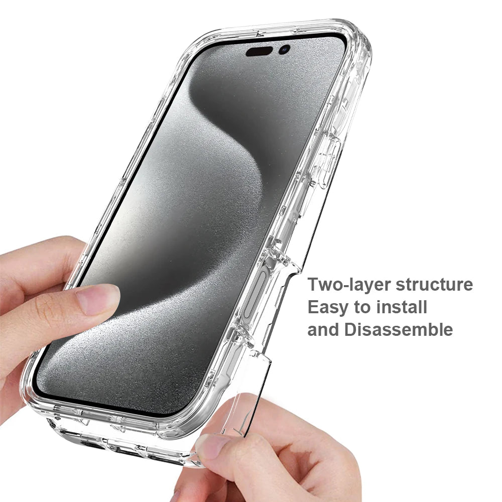 Full Coverage Case for iPhone 16 Pro Max iPhone 16 16Plus 16Pro Funda Transparent TPU/PC 360 Degree Armor Shockproof Phone Cover