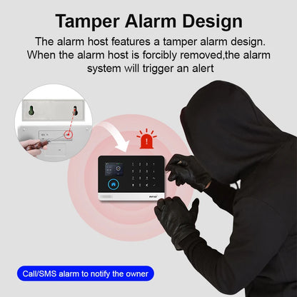 Smart Home GSM Alarm System 4G Wifi System for House Security Wireless with Door Sensor Work with Smart Life APP for Alexa