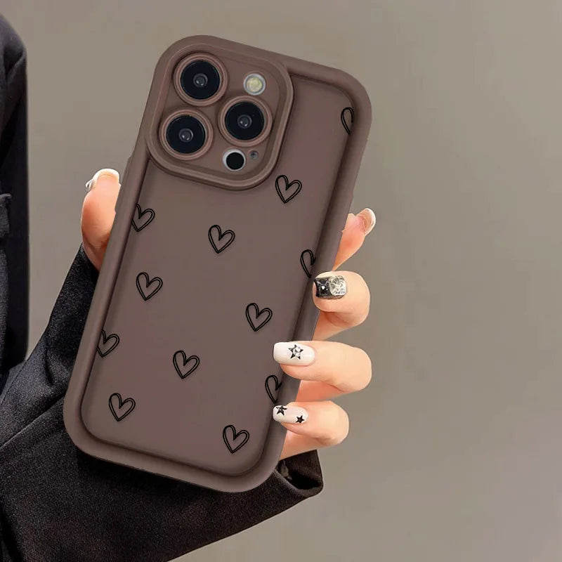 Love Heart Phone Case For iPhone 17 Cases iPhone 14 Pro Max 17 16 15 11 12 13 Pro Max 14 15 Plus 17 8 X XR XS Max Siicone Cover
