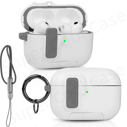 2025 For AirPods Pro 3 Case with Secure Lock & Lanyard For AirPods Pro3 Case Protective Cover with Phone Stand For AirPods Pro 3