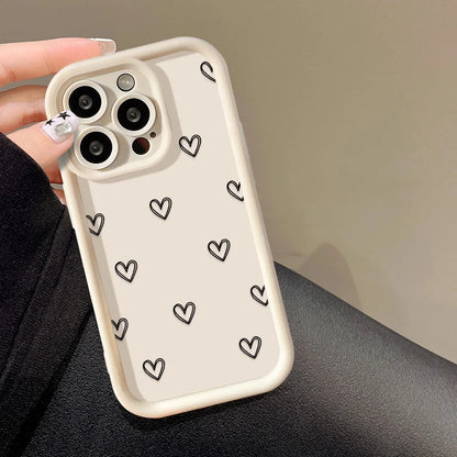 Love Heart Phone Case For iPhone 17 Cases iPhone 14 Pro Max 17 16 15 11 12 13 Pro Max 14 15 Plus 17 8 X XR XS Max Siicone Cover