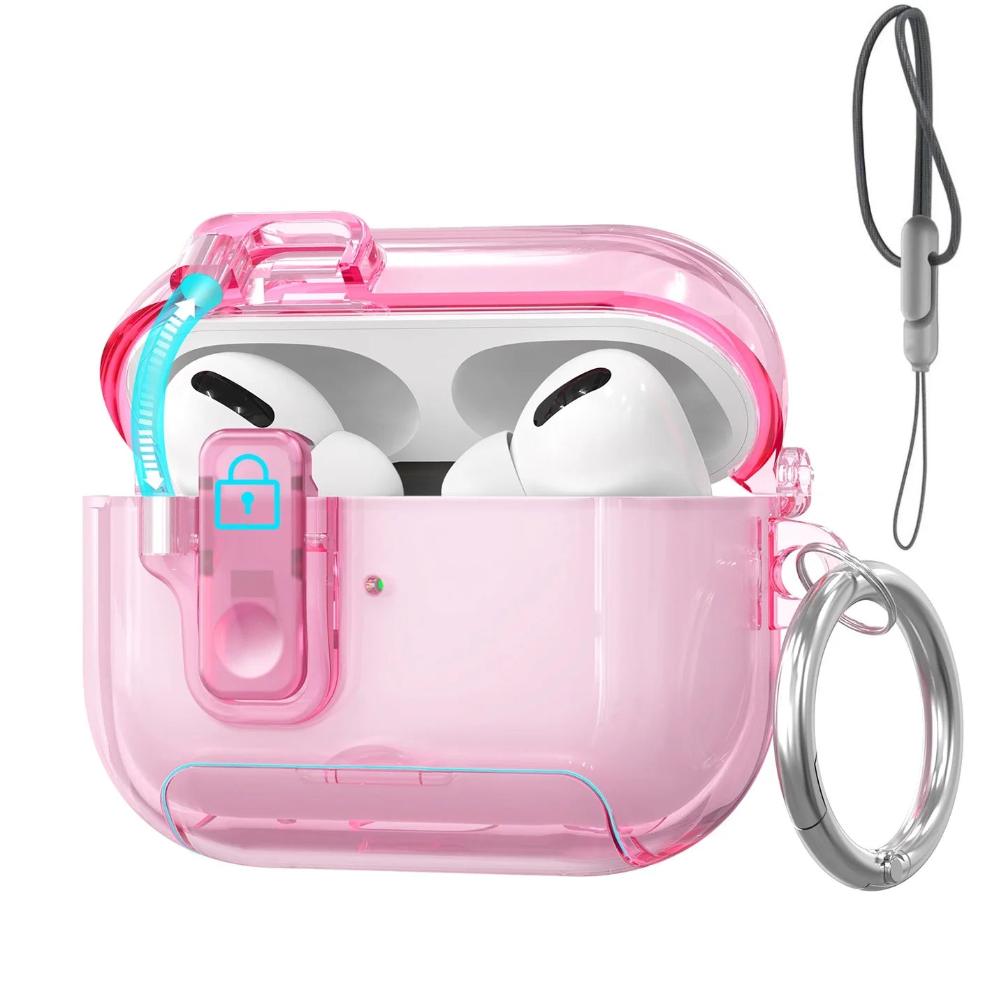 2025 For AirPods Pro 3 Case with Secure Lock & Lanyard For AirPods Pro3 Case Protective Cover with Phone Stand For AirPods Pro 3
