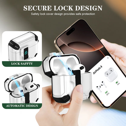 Portable Shockproof Case For  for AirPods 4 Pro 2 3 Case Cover with Lock t, Keychain, Magnetic Lid, Support Wireless Charging