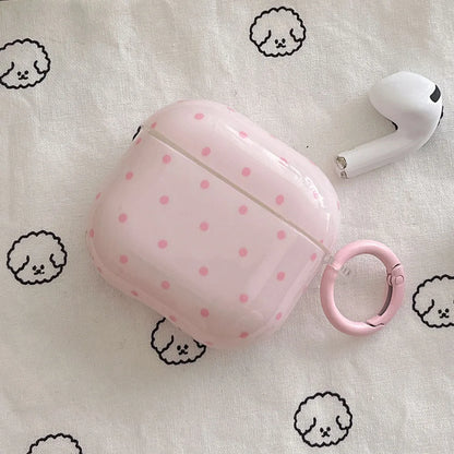 Cute Fresh Pink Green Polka Point Shockproof Protective Cover For AirPods 1 2 3 4 Pro Soft Couple Bow Case with Charm Pendant