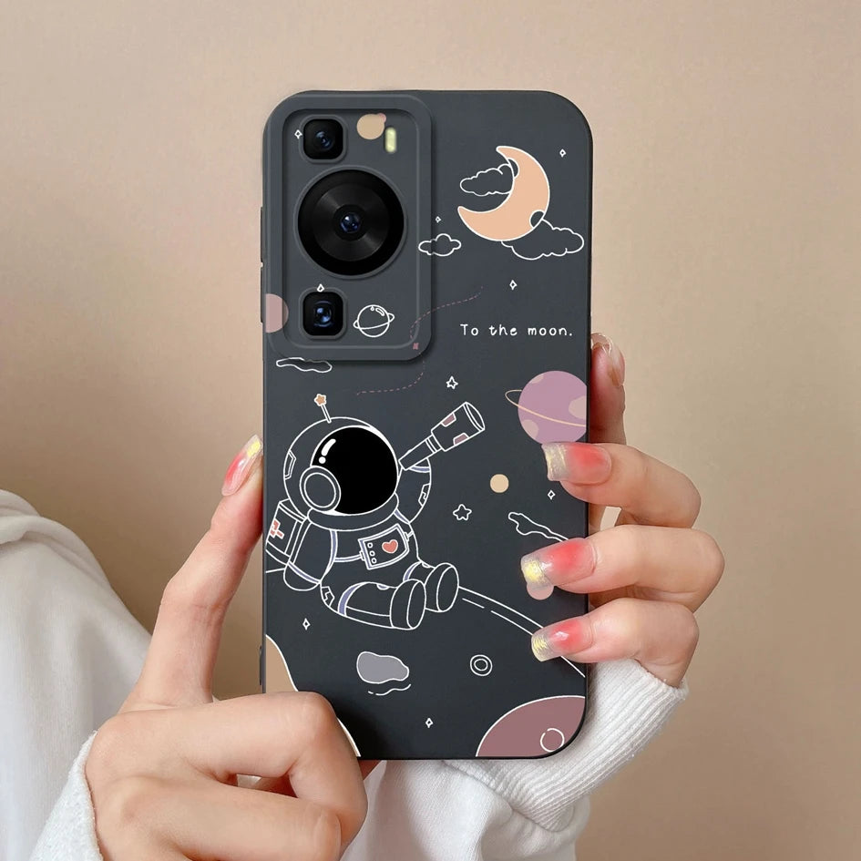 Cases Covers For Huawei P60 Pro Phone Bags Pretty Flower Liquid Soft Silicone Camera Protection Bumper For Huawei P60 Art Fundas