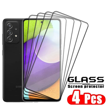 4Pcs For Samsung A52 Glass Samsung Galaxy A52 Tempered Glass 9H Protective Full Cover Glue For Screen Protector Samsung A52 A 52