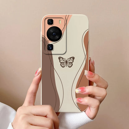 Cases Covers For Huawei P60 Pro Phone Bags Pretty Flower Liquid Soft Silicone Camera Protection Bumper For Huawei P60 Art Fundas