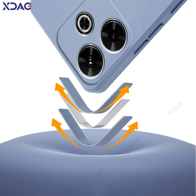 Luxury Dual Layer Cellphones Cases Covers for Xiaomi Redmi 13 4G 5G Camera Protection Redmi13 Soft Square Liquid Silicone Armor