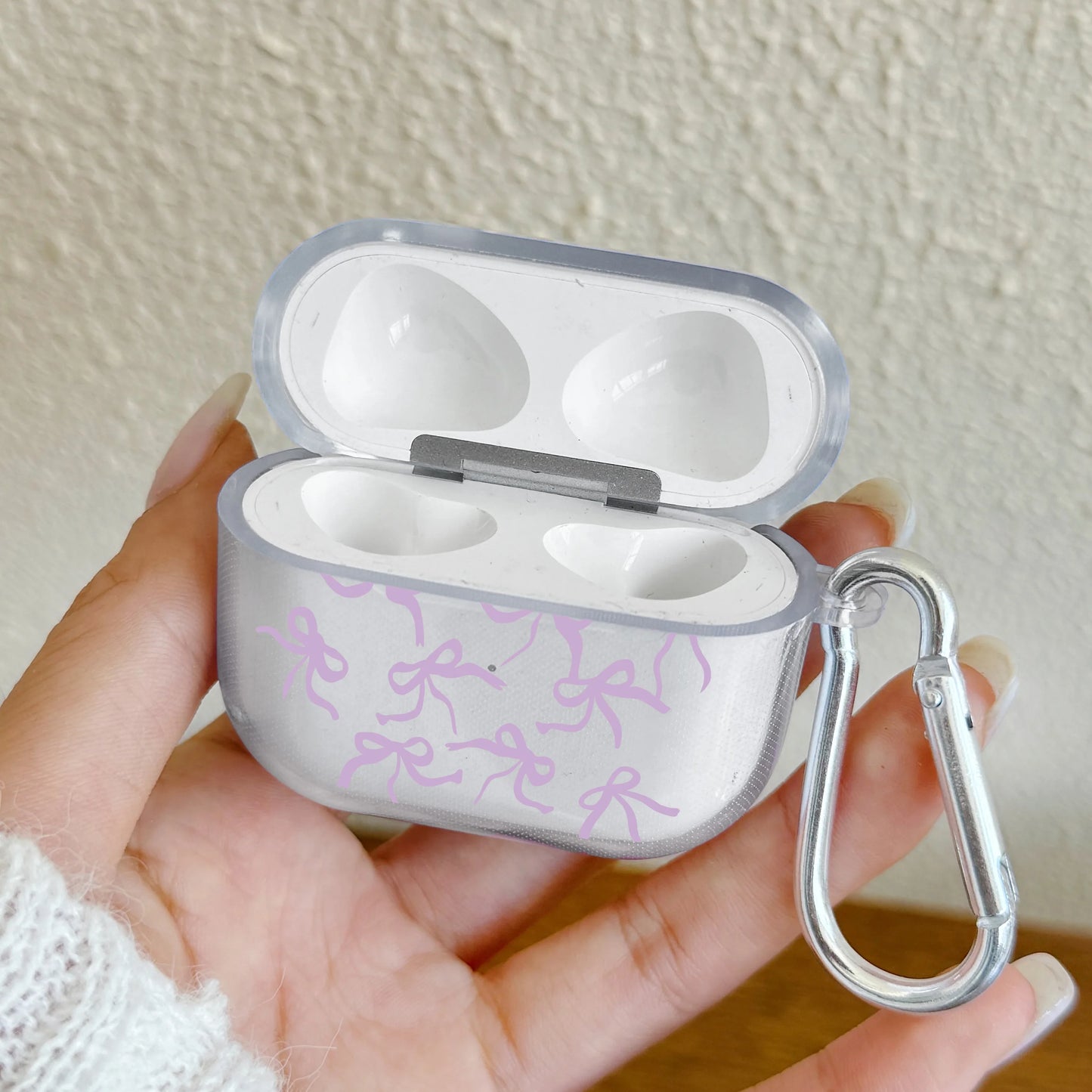 Pink Bow Designed Case For AirPods 4 3 1 2 Gen Earphone Protecitve Case For AirPods Pro2, Pro3,Pro Cover with Keychain Accessory