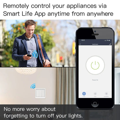 Smart Home  Homekit Smart WiFi Push Button Wall Switches 1/2/3Gang LED Room Lights for iphones Works with Siri Voice