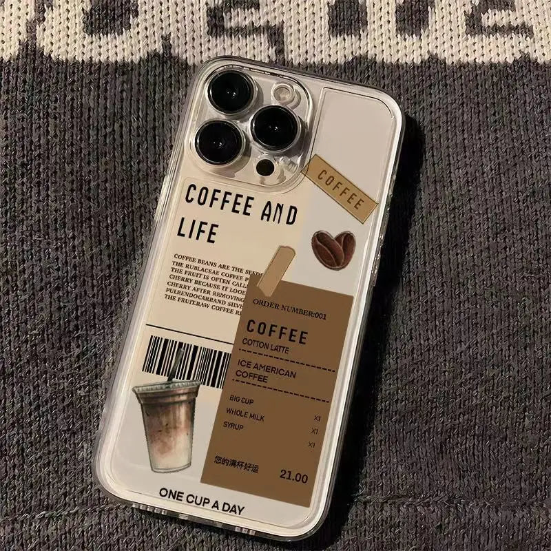Coffee Phone Cases For iPhone 16 15 14 13 12 11 Pro Max XR 8 7 Plus 13 12 Mini Soft Transparent Cover