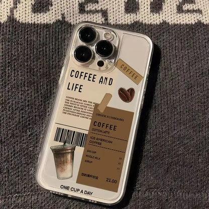 Coffee Phone Cases For iPhone 16 15 14 13 12 11 Pro Max XR 8 7 Plus 13 12 Mini Soft Transparent Cover