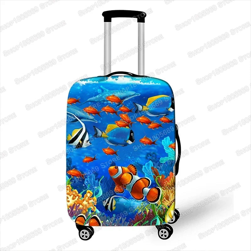 Funny Underwater Sea Animal Print Luggage Cover Elastic Suitcase Cover for Travelling Anti-dust Trolley Cases Covers