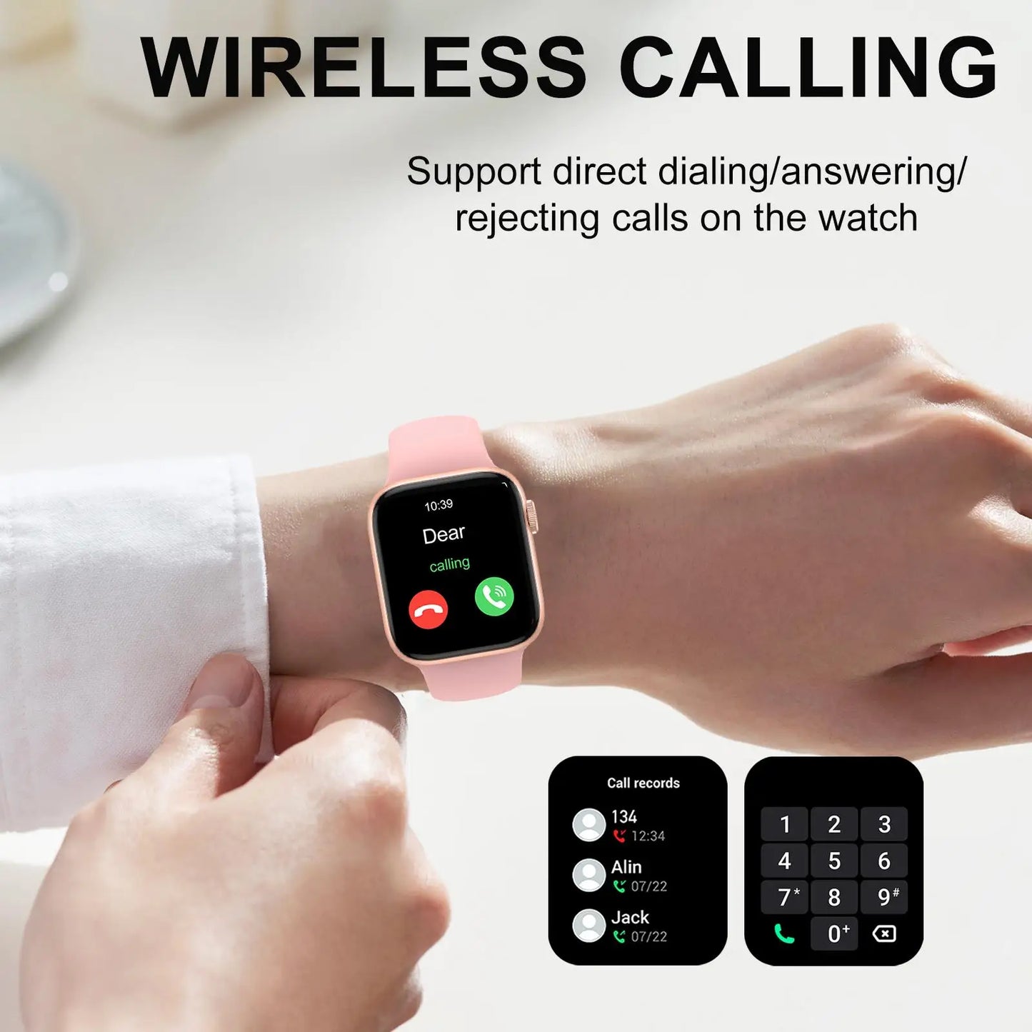Smart Watch, Wireless Call/Dial, Multi-Sport Mode, Multiple APP Reminders, Suitable for Men and Women, Compatible with IPhone/An