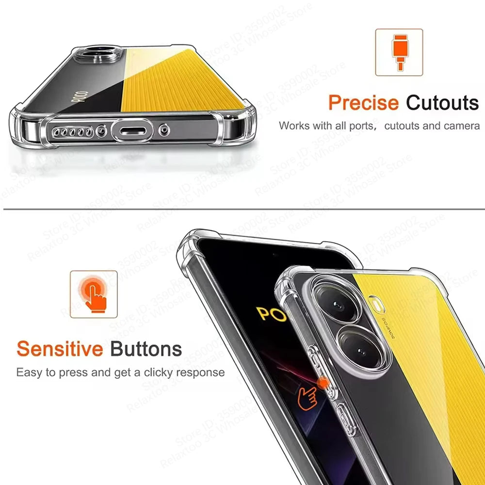 For Poco X6 X7 Pro Shockproof Clear Silicone Soft Back Case For Poco X6 X7 Phone Cases Covers