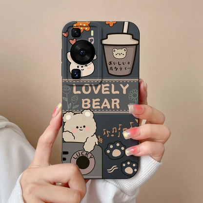 Cases Covers For Huawei P60 Pro Phone Bags Pretty Flower Liquid Soft Silicone Camera Protection Bumper For Huawei P60 Art Fundas