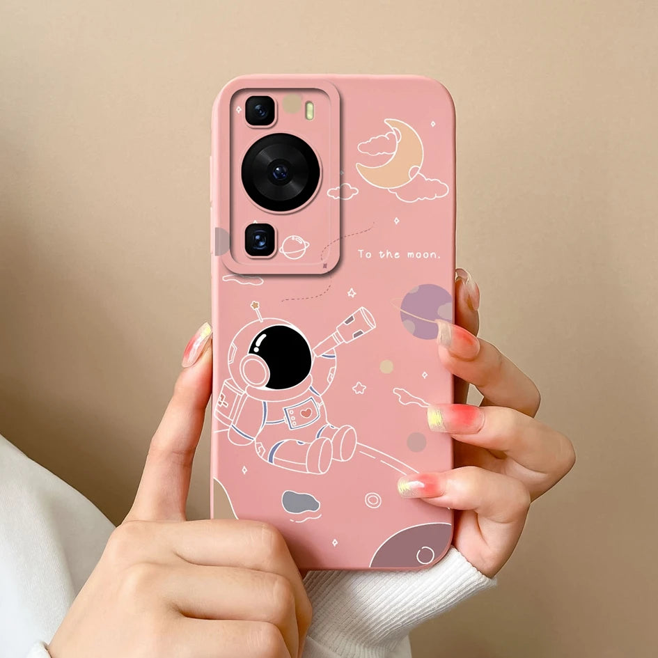 Cases Covers For Huawei P60 Pro Phone Bags Pretty Flower Liquid Soft Silicone Camera Protection Bumper For Huawei P60 Art Fundas