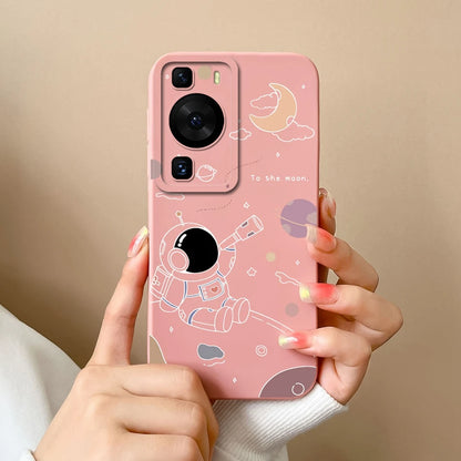 Cases Covers For Huawei P60 Pro Phone Bags Pretty Flower Liquid Soft Silicone Camera Protection Bumper For Huawei P60 Art Fundas