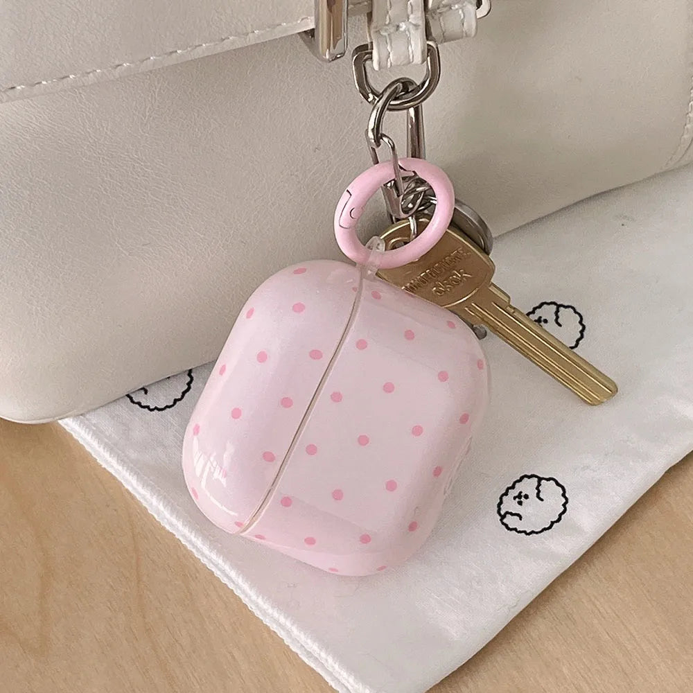 Cute Fresh Pink Green Polka Point Shockproof Protective Cover For AirPods 1 2 3 4 Pro Soft Couple Bow Case with Charm Pendant