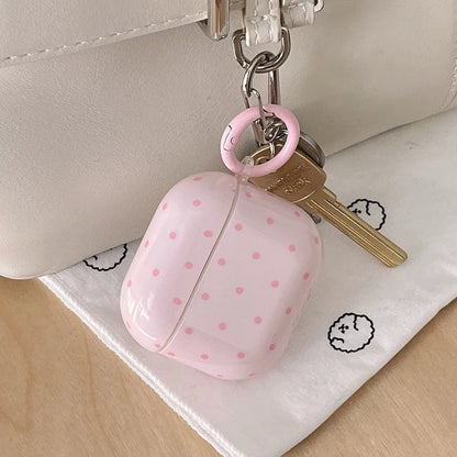 Cute Fresh Pink Green Polka Point Shockproof Protective Cover For AirPods 1 2 3 4 Pro Soft Couple Bow Case with Charm Pendant