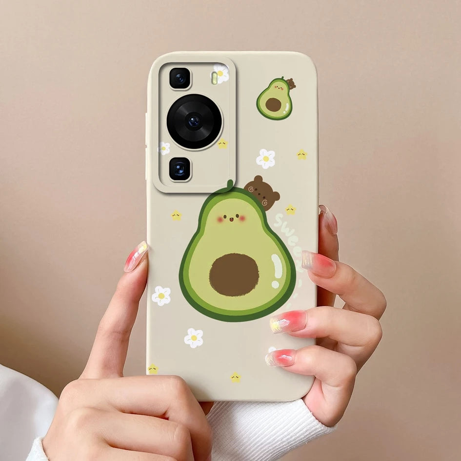 Cases Covers For Huawei P60 Pro Phone Bags Pretty Flower Liquid Soft Silicone Camera Protection Bumper For Huawei P60 Art Fundas