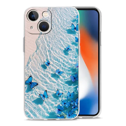 Phone Case For iPhone 17 Cases iPhone Air 16 15 12 13 14 Pro Max 7 8 Plus 16Pro iPhone11 Cover Blue Butterfly Ocean Waves