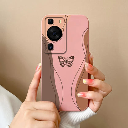 Cases Covers For Huawei P60 Pro Phone Bags Pretty Flower Liquid Soft Silicone Camera Protection Bumper For Huawei P60 Art Fundas