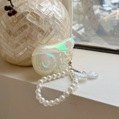 Earphone Case for Airpods4 3 2 1 Pro Silicone Cute Wing Protective Headphones with Pearl Lanyard Shockproof Soft Anti-fall Cover