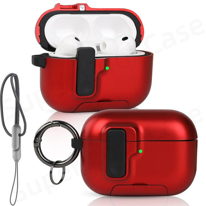 2025 For AirPods Pro 3 Case with Secure Lock & Lanyard For AirPods Pro3 Case Protective Cover with Phone Stand For AirPods Pro 3