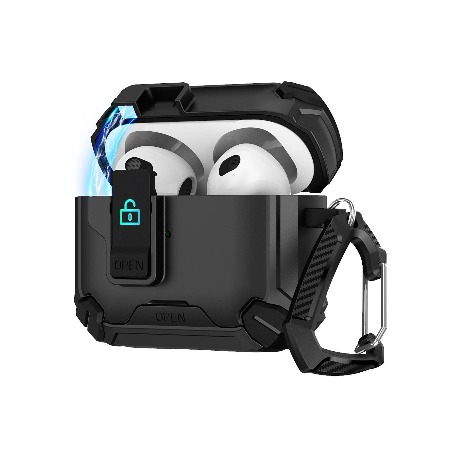 Portable Shockproof Case For  for AirPods 4 Pro 2 3 Case Cover with Lock t, Keychain, Magnetic Lid, Support Wireless Charging