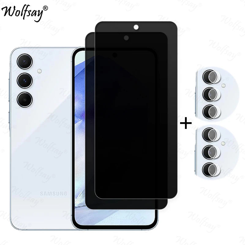 Privacy Screen Protector For Samsung Galaxy A55 Anti-Spy Tempered Glass Samsung A55 A 55 5G Camera Glass For Samsung A55 Glass