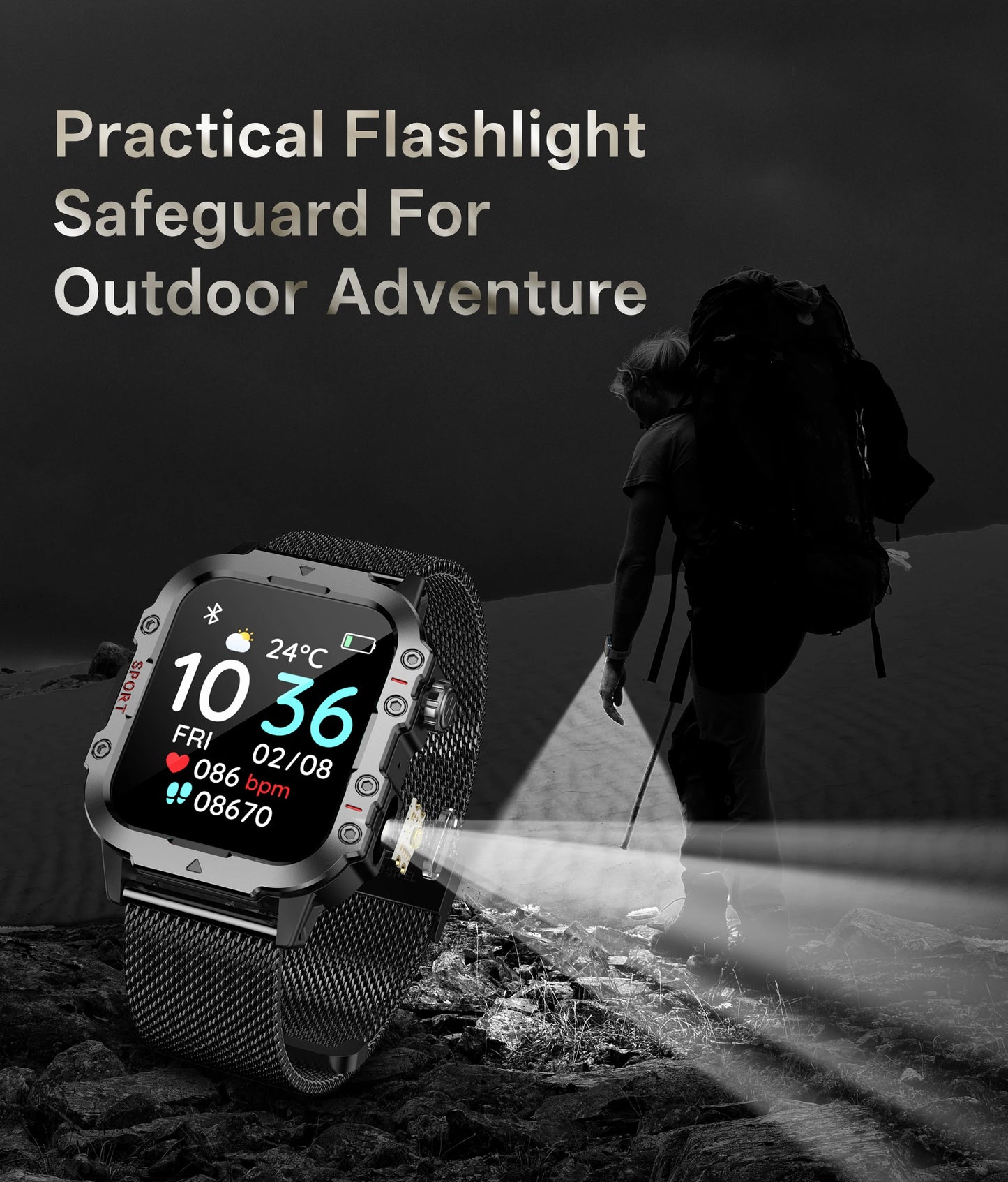 2026 New Military Smart Watch Men IP67 3ATM Outdoor Sports Fitness Tracker Health Monitor 1.44Inch BT Call Smartwatch