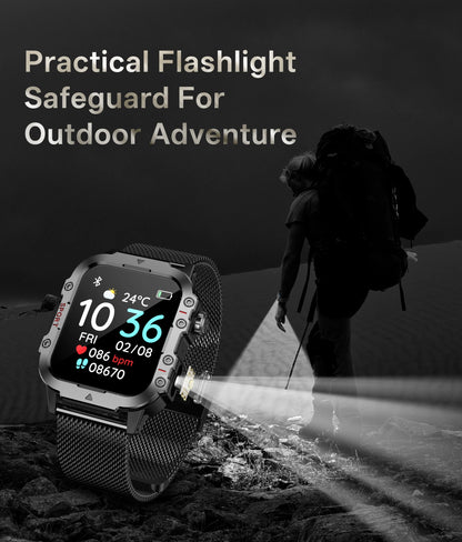 2026 New Military Smart Watch Men IP67 3ATM Outdoor Sports Fitness Tracker Health Monitor 1.44Inch BT Call Smartwatch