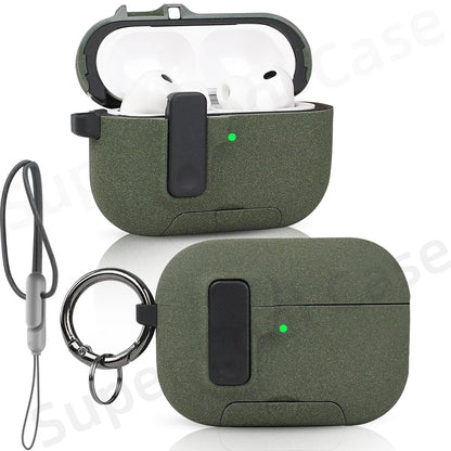 2025 For AirPods Pro 3 Case with Secure Lock & Lanyard For AirPods Pro3 Case Protective Cover with Phone Stand For AirPods Pro 3