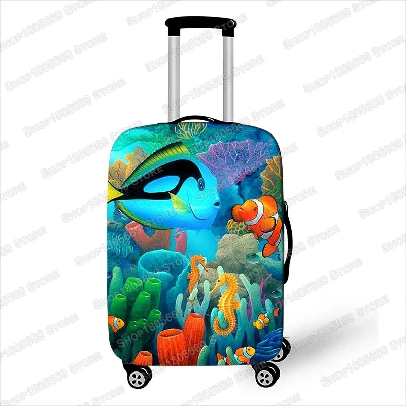 Funny Underwater Sea Animal Print Luggage Cover Elastic Suitcase Cover for Travelling Anti-dust Trolley Cases Covers