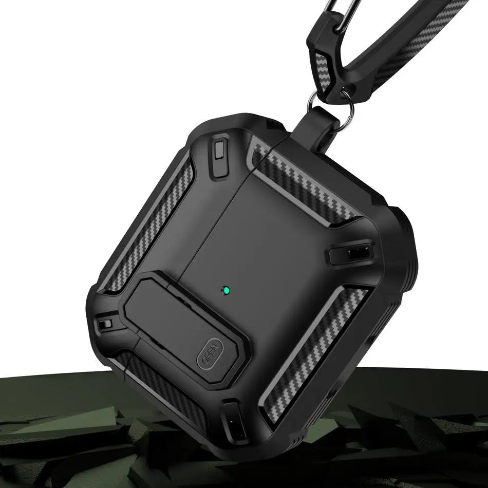 Portable Headphone Case For AirPods 1 2 3 And Pro 1 2 Shockproof TPU Cover With Security Lock Keychain Daily Carry Accessories