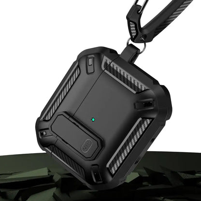 Portable Headphone Case For AirPods 1 2 3 And Pro 1 2 Shockproof TPU Cover With Security Lock Keychain Daily Carry Accessories