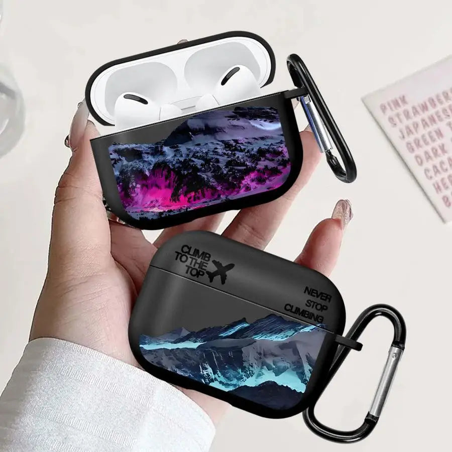 Earphone Cases Cover Case For Airpods 3 Pro2 Pro3 1 Pro 4 2 Snow Mountain Airplane