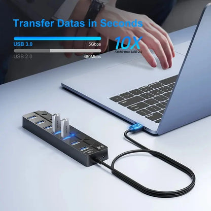 USB 3.0 Hub USB Hub 2.0 Multi USB Splitter Hub 120cm Long Cable Multiple Expander for Computer Laptop PC Accessories USB Adapter
