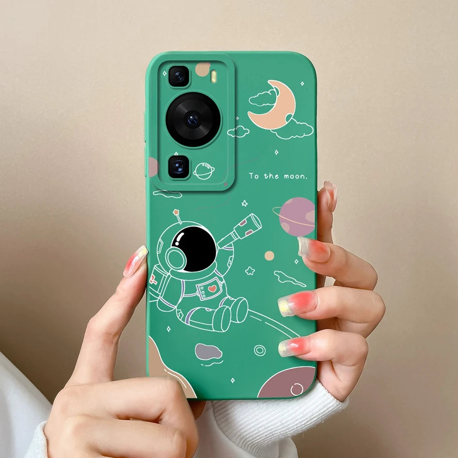 Cases Covers For Huawei P60 Pro Phone Bags Pretty Flower Liquid Soft Silicone Camera Protection Bumper For Huawei P60 Art Fundas