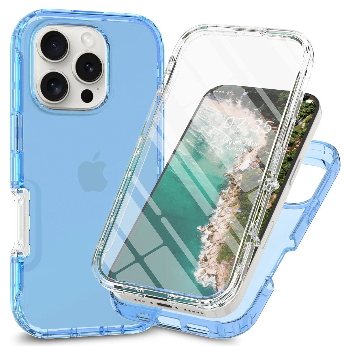 Full Coverage Case for iPhone 16 Pro Max iPhone 16 16Plus 16Pro Funda Transparent TPU/PC 360 Degree Armor Shockproof Phone Cover