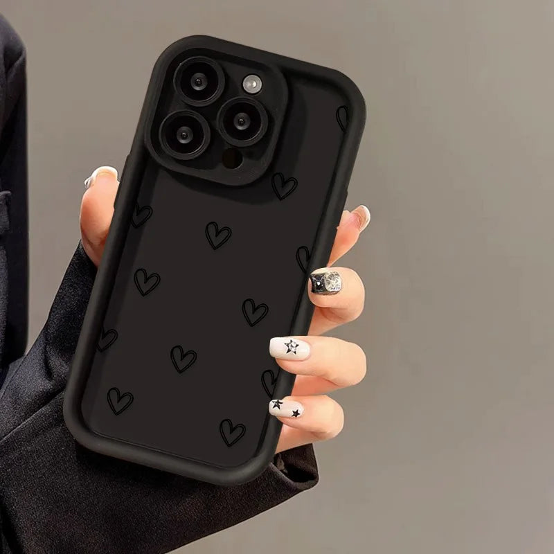 Love Heart Phone Case For iPhone 17 Cases iPhone 14 Pro Max 17 16 15 11 12 13 Pro Max 14 15 Plus 17 8 X XR XS Max Siicone Cover