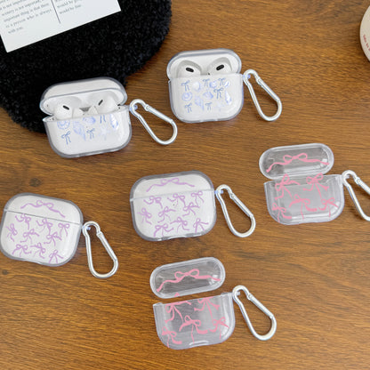 Pink Bow Designed Case For AirPods 4 3 1 2 Gen Earphone Protecitve Case For AirPods Pro2, Pro3,Pro Cover with Keychain Accessory