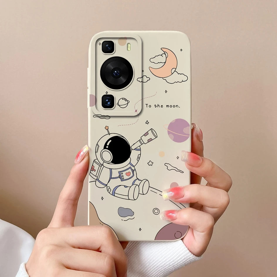 Cases Covers For Huawei P60 Pro Phone Bags Pretty Flower Liquid Soft Silicone Camera Protection Bumper For Huawei P60 Art Fundas