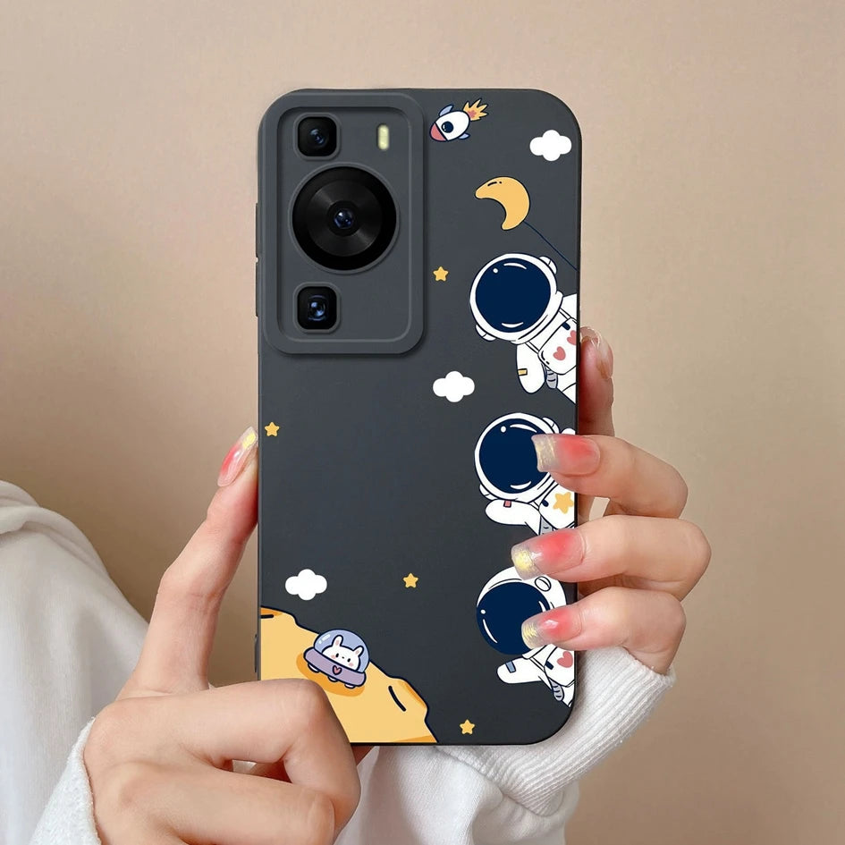 Cases Covers For Huawei P60 Pro Phone Bags Pretty Flower Liquid Soft Silicone Camera Protection Bumper For Huawei P60 Art Fundas