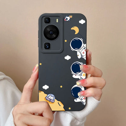 Cases Covers For Huawei P60 Pro Phone Bags Pretty Flower Liquid Soft Silicone Camera Protection Bumper For Huawei P60 Art Fundas