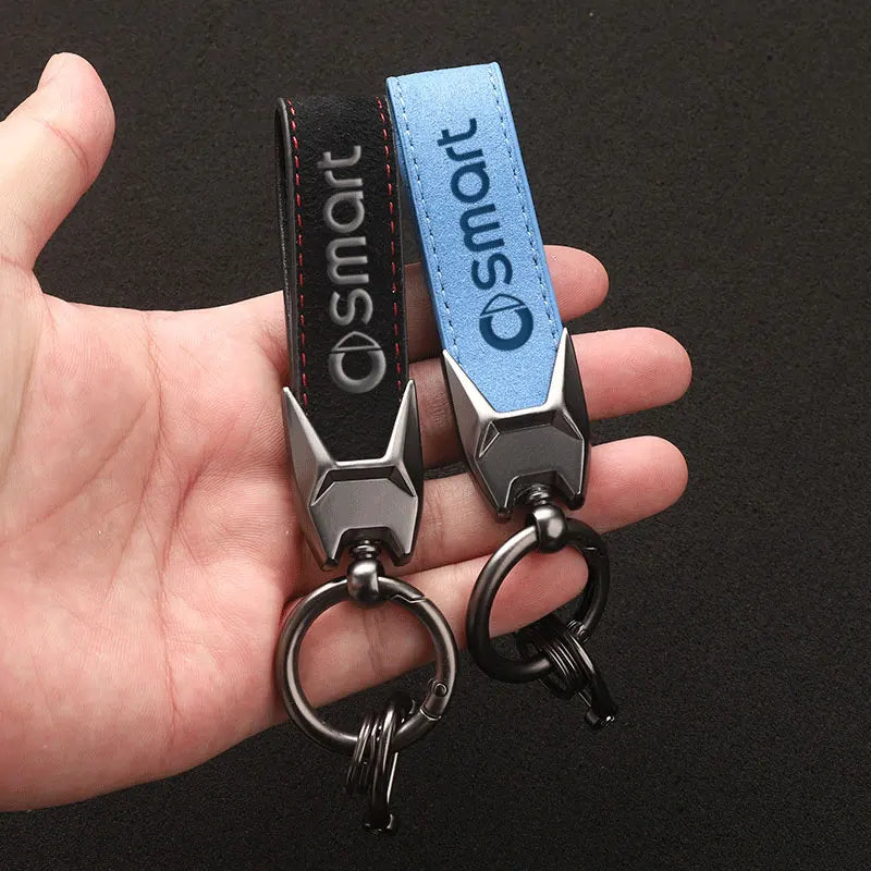 High Grade Suede Leather Car Keychain Key Rings with SMART LOGO for Smart 451 Brabus Smart 453 Fortwo Forfour car accessories