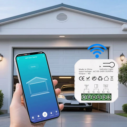 Smart WiFi Garage Door Sliding Gate Opener Controller App Remote Monitor Timer Open Close Control Work with Tuya